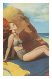 Redhead on Beach in Two-Piece