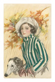 French Fashion, Woman with Borzoi
