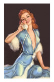 Buy Woman on Telephone with Fur-Trimmed Negligee at AllPosters.com