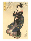 Japanese Woodblock, Woman in Breeze