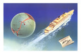 Buy Cruise Ship with Routes on Globe, Matson Line at AllPosters.com