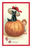 Buy Baby with Black Kitten on Pumpkin at AllPosters.com