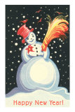 Happy Snowman with Broom