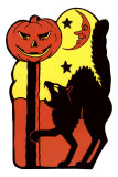 Cat, Jack O'Lantern and Moon