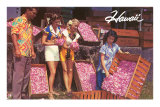 Hawaii, Tourists with Boxes of Blossoms