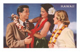 Hawaii, Tourist Couple Getting Lei