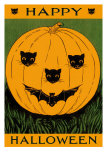 Jack O'Lantern with Cats and Bat