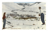 Sun Valley, Idaho, Skiers Looking Over Town