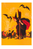 Buy Witch with Goblin Emerging from Pumpkin at AllPosters.com