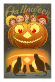 Halloween, Children behind Jack O'Lantern