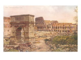 Ruins in Rome, Coliseum and Arch of Titus