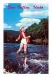 Sun Valley, Idaho, Woman Fishing in Stream