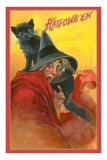 Halloween, Startled Witch and Cat