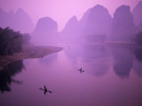 Buy Fisherman on Raft in Li River, Yangshou, Guanxi, China at AllPosters.com