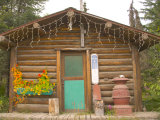 Log Cabin with Thermometer, Homer, Alaska, USA