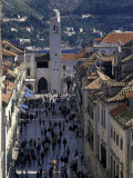 View of Old City and Crowded Placa, Dubrovnik, Dalmatia, Croatia