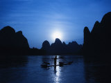 Traditional Chinese Fisherman with Cormorants, Li River, Guilin, China