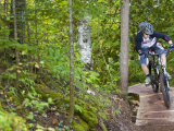 Mountain biking on the Stairway to Heaven Trail in Copper Harbor, Michigan, USA