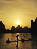 Traditional Chinese Fisherman with Cormorants, Li River, Guilin, China