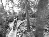 Mountain biking on the Stairway to Heaven Trail in Copper Harbor, Michigan, USA