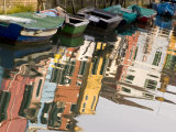 Row of Boats and Colorful Houses, Burano, Venice, Italy