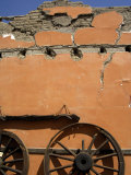 Adobe Wall With Old Wagon Wheel, Casa Hacienda San Jose, Pisco, Peru