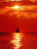 Sailboat at Dawn, Lake Huron, Mackinaw, Michigan, USA