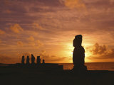 Sunset, Tahai Archeological site, Easter Island, Chile