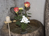 Buy Stone Basin With Flowers, Kyoto, Japan at AllPosters.com