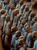 Ancient Soldier Statues Stand at Front of Terracotta Army