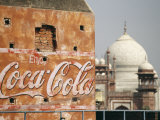 Buy Coca Cola Billboard on a Building with the Taj Mahal in Background at AllPosters.com