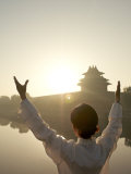 Buy Chinese Woman in Her 20s to 30s Doing Her Morning Exercise and 'Tai Chi' at AllPosters.com