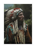 Portrait of a Flathead Chief Adorned in Strips of the Popular Ermine