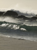 Waves Crash Against Rocks at the Camps Bay Beach, South Africa