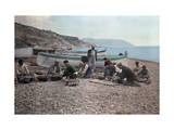 On the Beach of Bordighera, Fishermen Gather Supplies for Work
