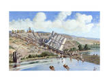 Men Haul a Giant Guardian Statue Up the Slopes of Nineveh
