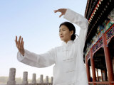 Buy Woman in Her 20s to 30s Doing Her Morning Exercise and 'Tai Chi' at AllPosters.com