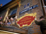 Buy Children Lean Out Window to Hang Sign for their Newly Crowned Queen at AllPosters.com