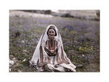 Buy Christian Girl Wearing a Festal Costume Sits in a Field in Ramallah at AllPosters.com