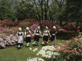 Five Girls in Dutch Costumes Dance in the Sherwood Gardens