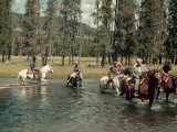 Buy Yellowstone Visitors Ride Horseback across Firehole River at AllPosters.com