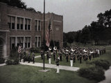 Band Practices their Music for a Flag-Raising Ceremony