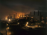 Buy Blast Furnaces of a Steel Mill Light the Night at AllPosters.com