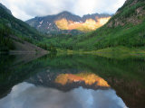 Morning Light on Maroon Bells, Reflected in Maroon Lake, Colorado