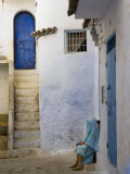 Buy Street Scene in the Famous Blue Town of Chefchaouen at AllPosters.com