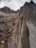 Mountaineer Hikes a Ridge on Mount Harrison Smith