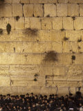 Jews Gather to Pray at the Western Wall in Jerusalem During Shabbat
