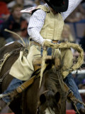 Rodeo Rider Clings to a Bucking Horse