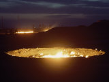 Night View of Fire in a Desert Pit
