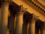 Detail of Columns at a Museum at Twilight